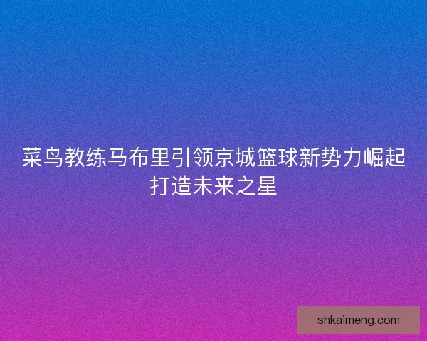 菜鸟教练马布里引领京城篮球新势力崛起打造未来之星